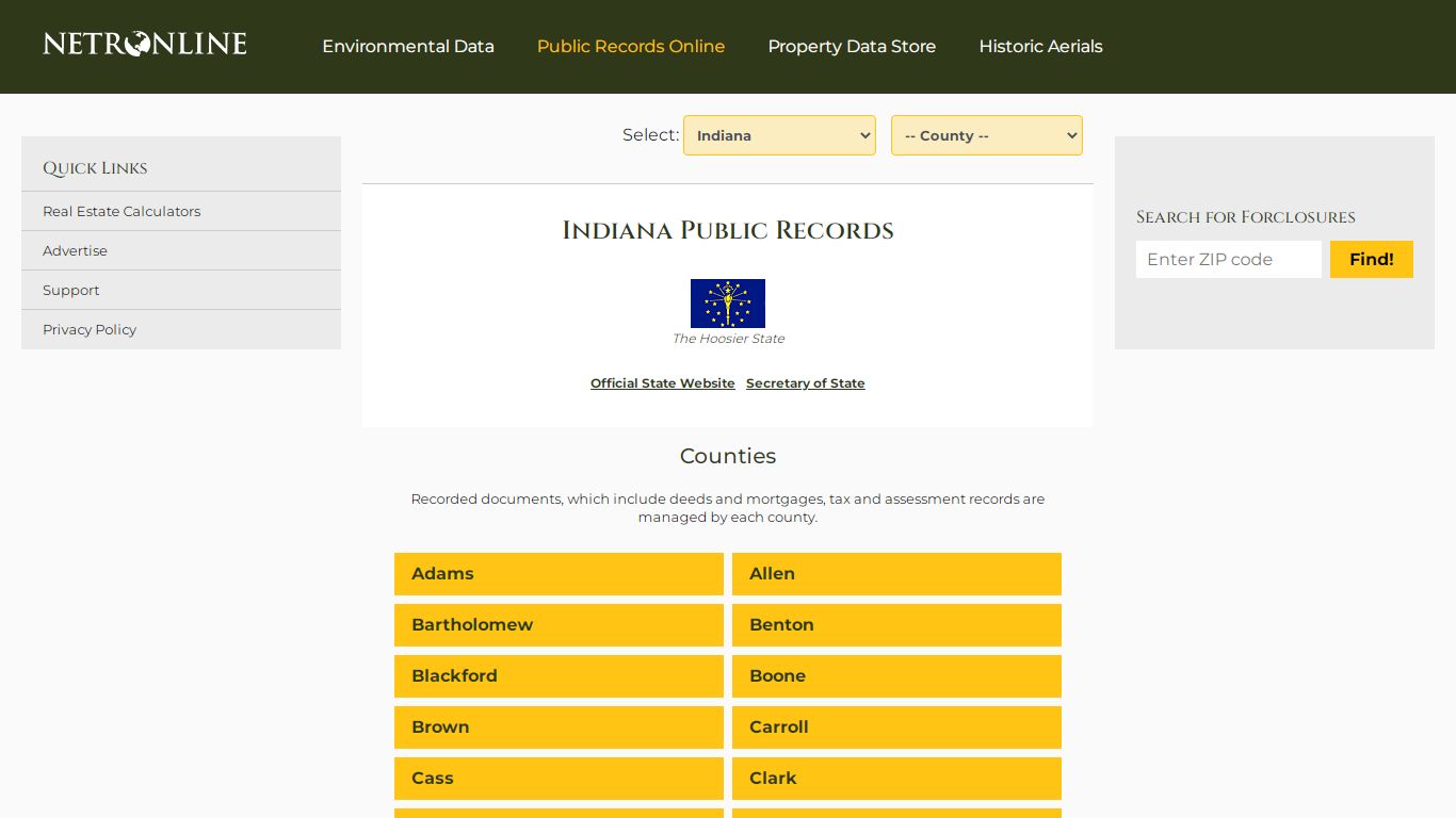Indiana Public Records Online Directory - NETROnline.com